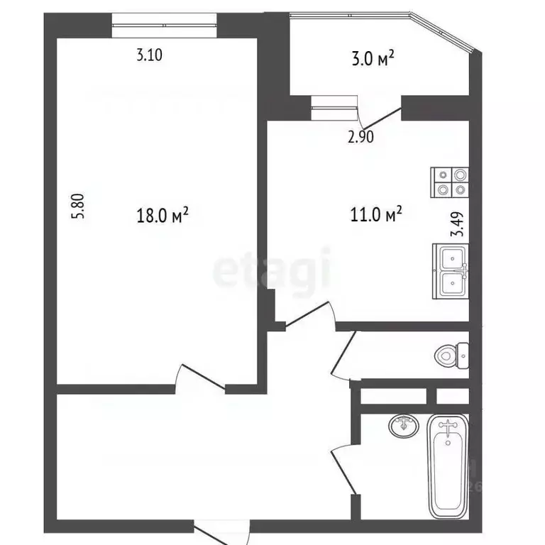 1-к кв. Московская область, Дмитров ул. Спасская, 19 (42.9 м) - Фото 1