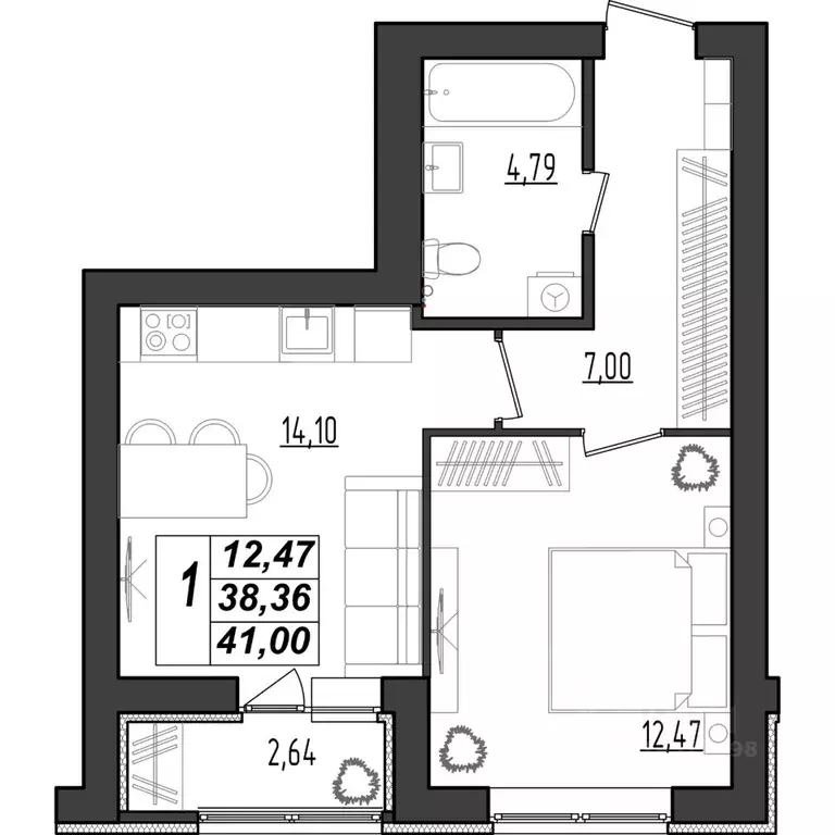 1-к кв. Мордовия, Саранск Химмаш жилрайон, 4-й мкр,  (41.0 м) - Фото 1