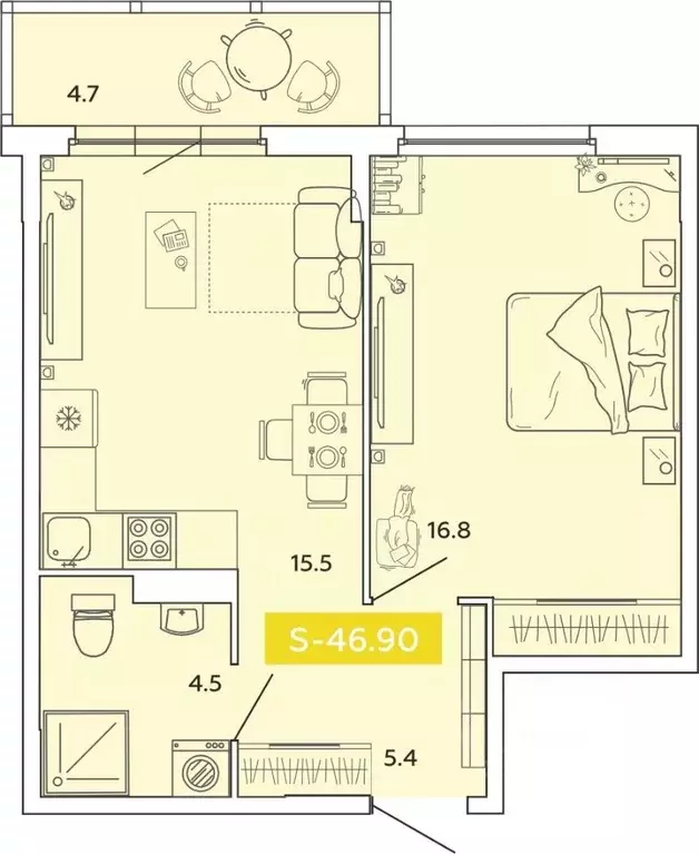 1-к кв. Ивановская область, Иваново Базисная ул. (46.9 м) - Фото 1