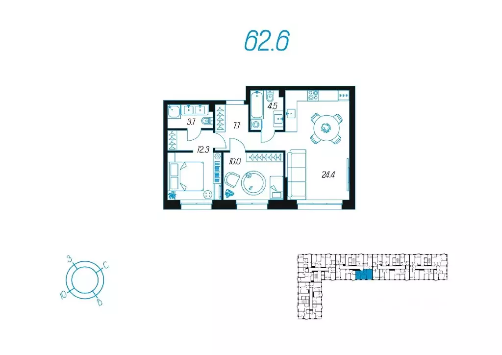 2-к кв. Тульская область, Тула ул. Михеева (62.6 м) - Фото 0