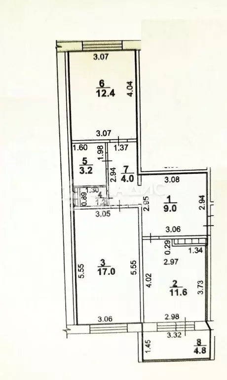 2-к кв. Башкортостан, Стерлитамак ул. Ботаническая, 4 (58.4 м) - Фото 2