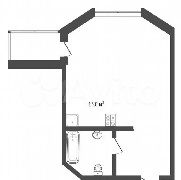 Квартира-студия, 36 м, 3/15 эт. - Фото 1