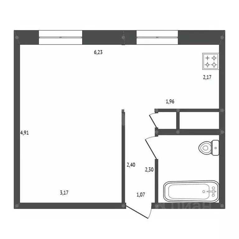 1-к кв. Амурская область, Белогорск Южный мкр, 9 (29.5 м) - Фото 1