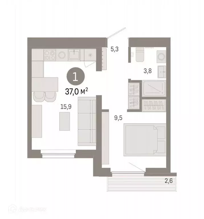 Продаётся 1-к квартира, 37 м - Фото 0