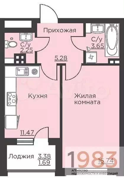 1-к. квартира, 41,1 м, 4/18 эт. - Фото 0