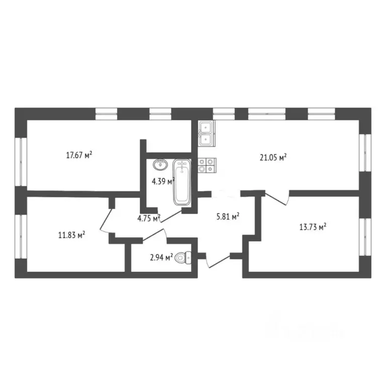 3-к кв. Тюменская область, Тюмень ул. Михаила Сперанского, 41к1 (82.2 ... - Фото 2
