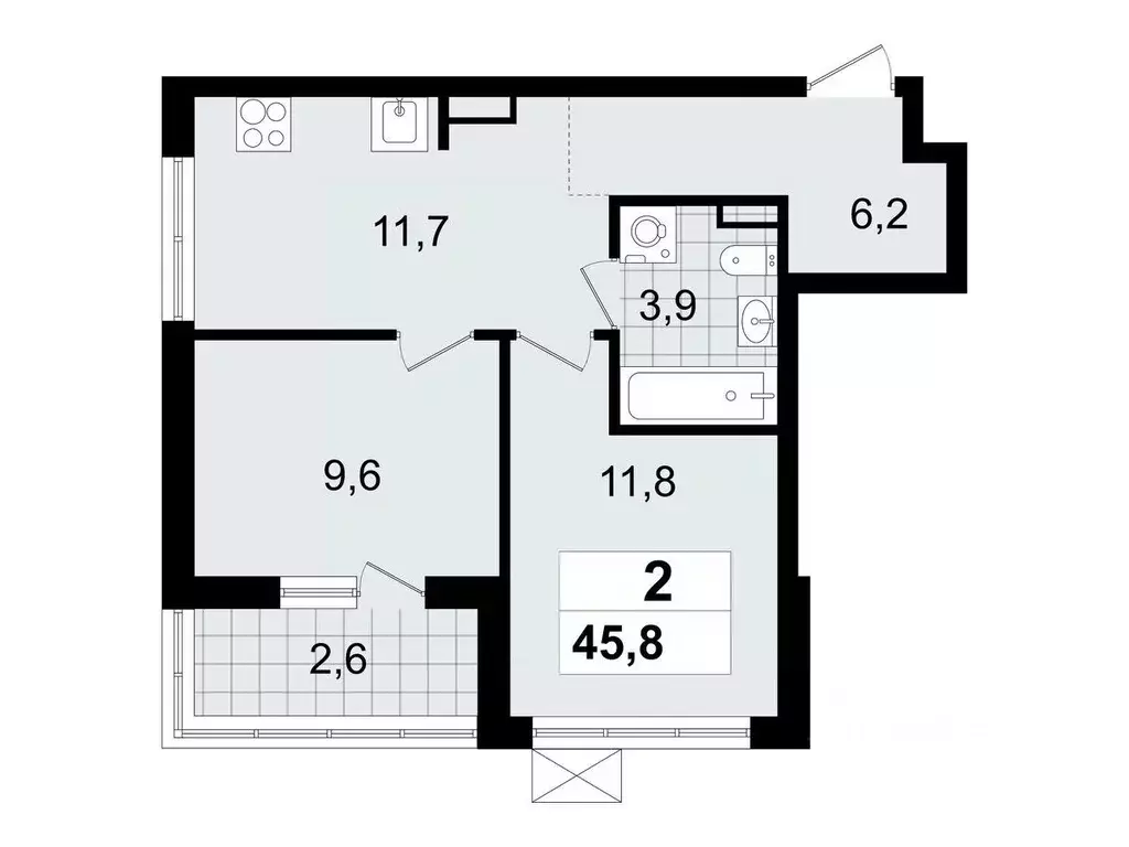 2-к кв. ленинградская область, всеволожск южный мкр, 3.3 (45.8 м) - Фото 0