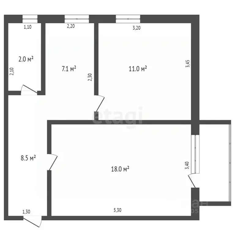 2-к кв. Кемеровская область, Кемерово Инициативная ул., 108 (44.6 м) - Фото 1