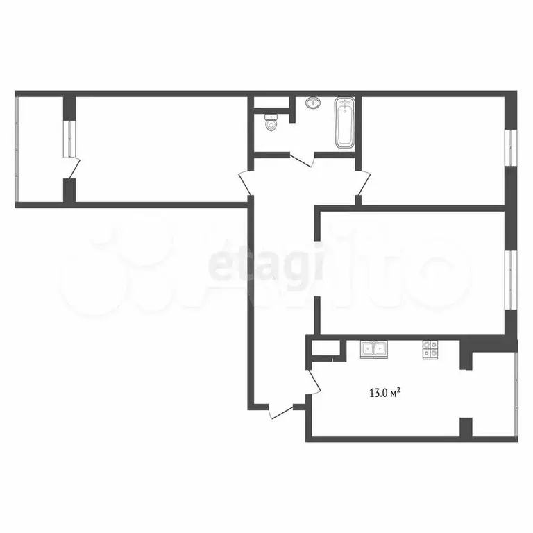 3-к. квартира, 74,5 м, 3/9 эт. - Фото 0