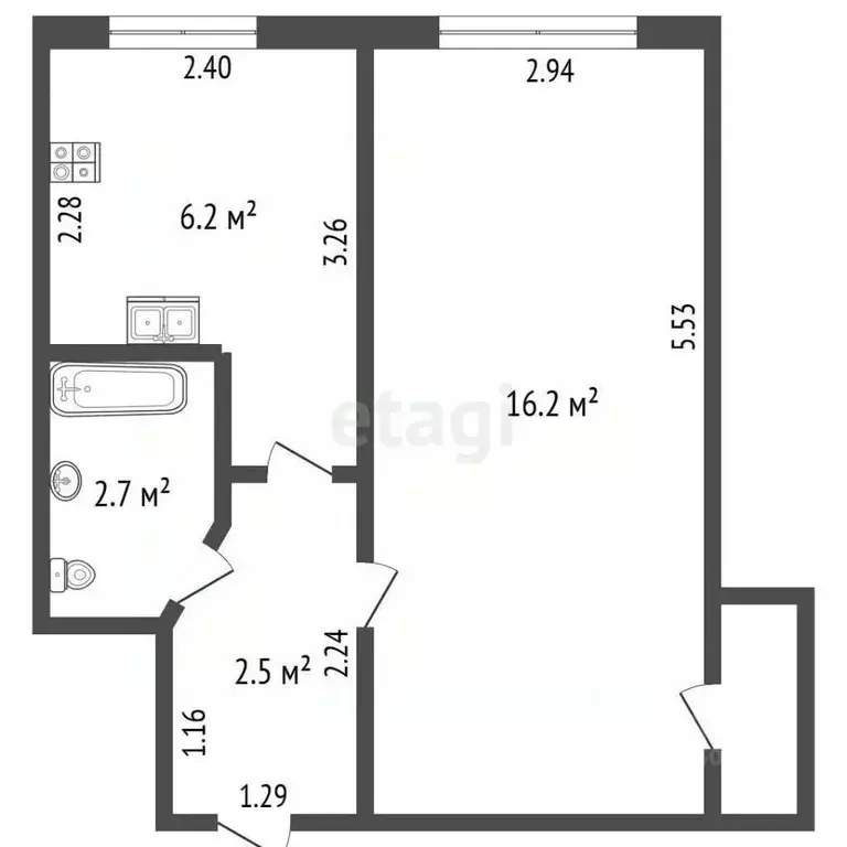 1-к кв. Крым, Черноморское пгт ул. Южная, 3 (28.2 м) - Фото 2