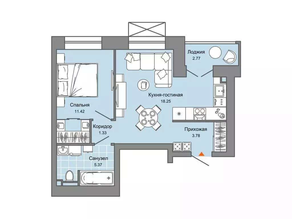 1-комнатная квартира: Киров, улица 4-й Пятилетки, 86 (42 м) - Фото 1