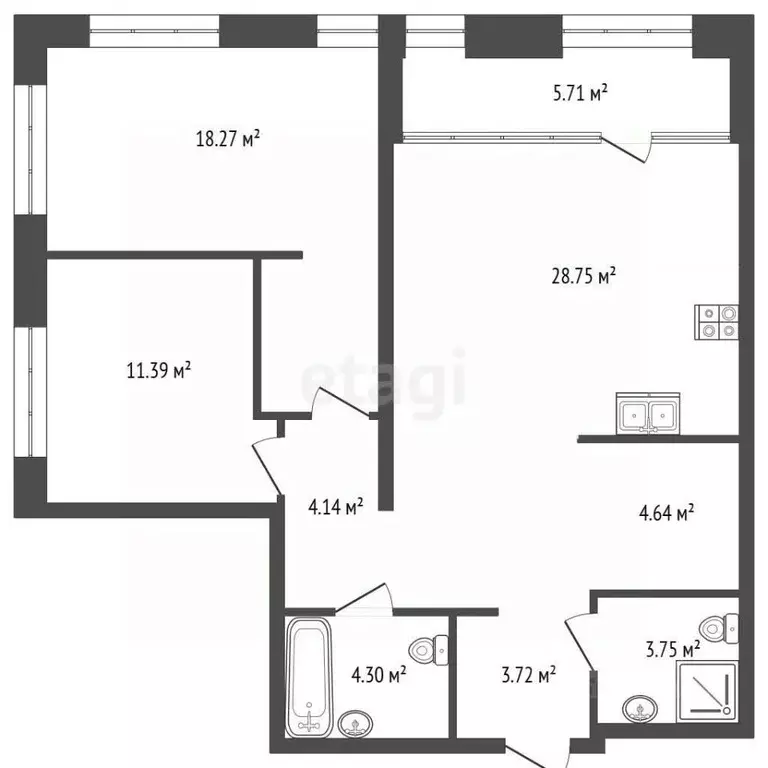 3-к кв. Тюменская область, Тюмень ул. Тимофея Чаркова, 93 (84.0 м) - Фото 2