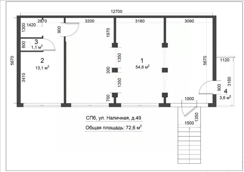 Помещение свободного назначения в Санкт-Петербург Наличная ул., 49 (72 ... - Фото 2