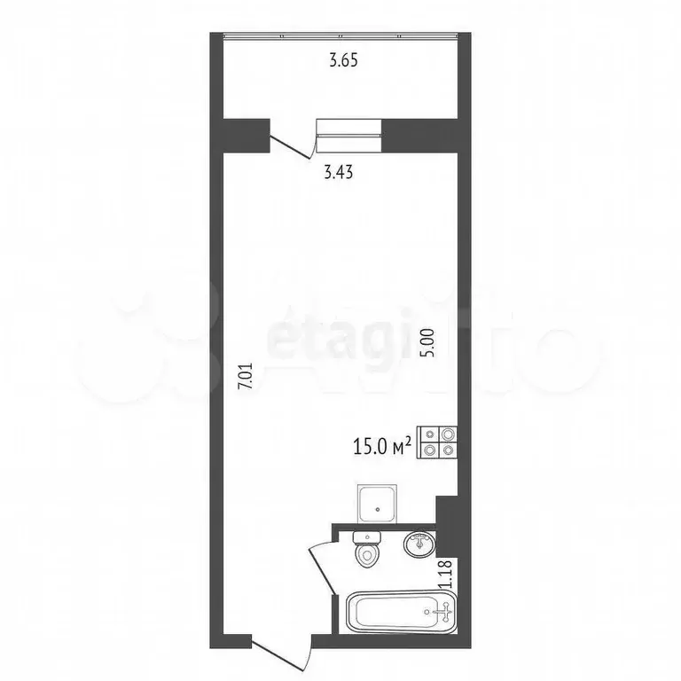 Квартира-студия, 28 м, 17/17 эт. - Фото 0