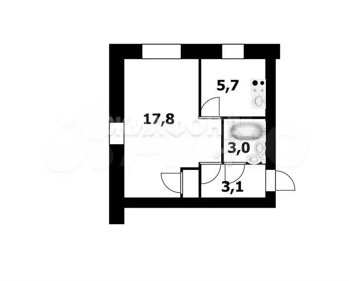 1-к. квартира, 30,2 м, 4/5 эт. - Фото 0