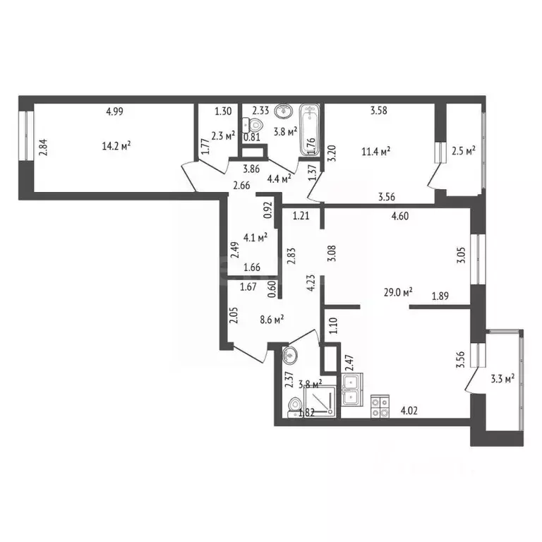 2-к кв. Санкт-Петербург просп. Энгельса, 29 (81.6 м) - Фото 2