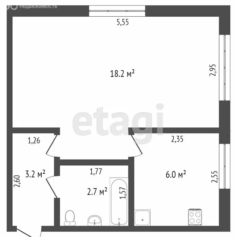 1-комнатная квартира: Тюмень, Ямская улица, 59 (30.3 м) - Фото 1