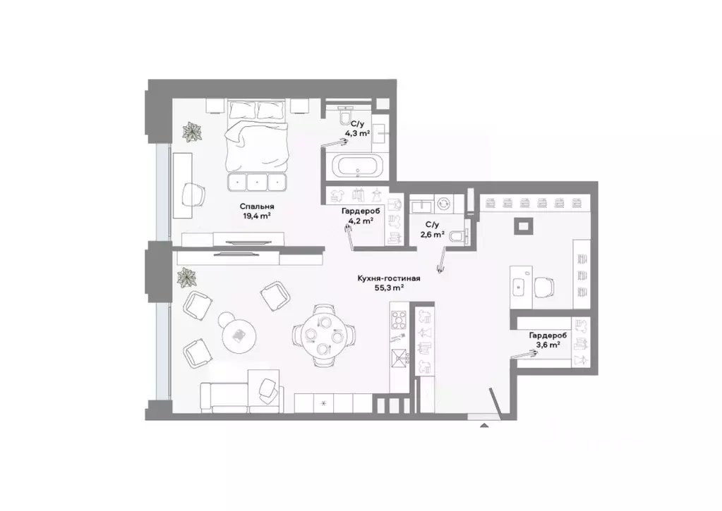 1-к кв. Москва Ленинский просп., 2 (89.4 м) - Фото 2