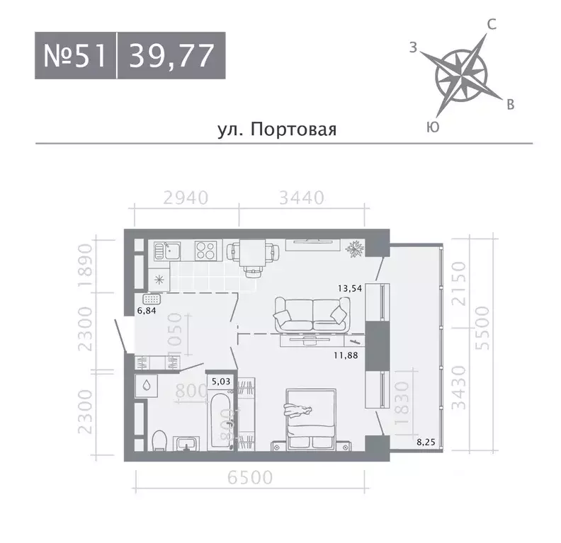 1-к кв. Татарстан, Казань Живи на Портовой жилой комплекс (39.77 м) - Фото 0