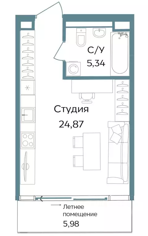 Студия Крым, Саки ул. Морская (36.19 м) - Фото 0