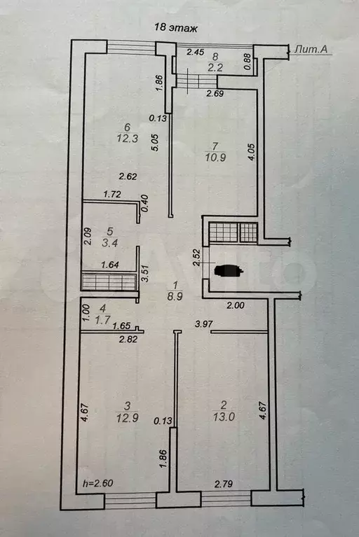 3-к. квартира, 65,3 м, 18/18 эт. - Фото 0