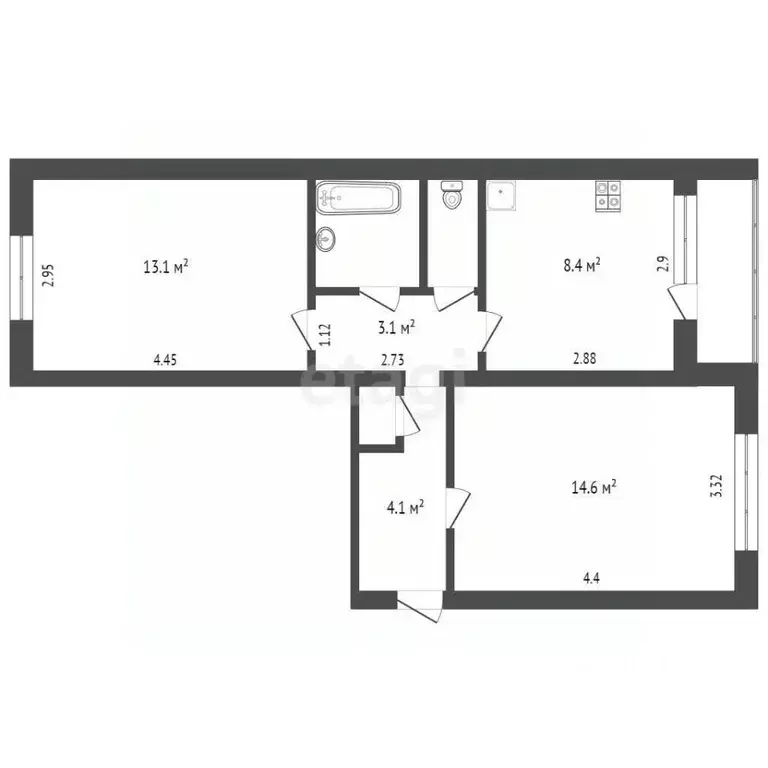 2-к кв. Саратовская область, Балашов ул. Калинина, 58 (47.8 м) - Фото 1