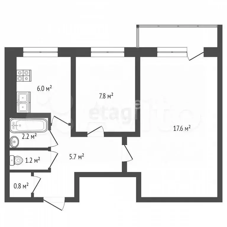 2-к. квартира, 42 м, 3/5 эт. - Фото 0
