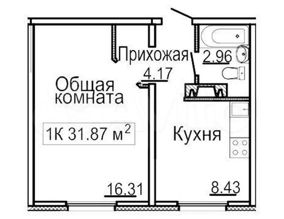 1-к. квартира, 32 м, 4/10 эт. - Фото 0