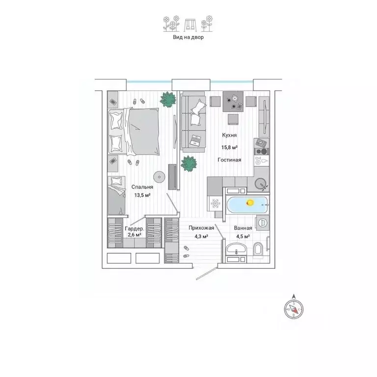 2-к кв. Приморский край, Владивосток ул. Нейбута (41.1 м) - Фото 1