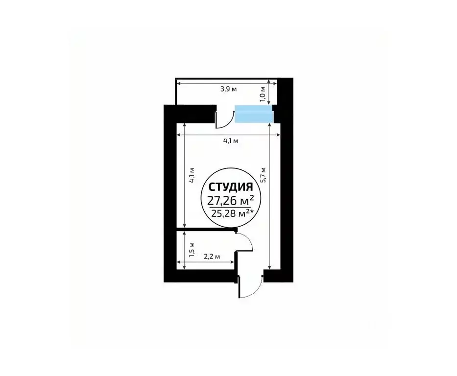 Студия Самарская область, Самара пос. Мехзавод, 1-й кв-л, 50 (27.26 м) - Фото 2