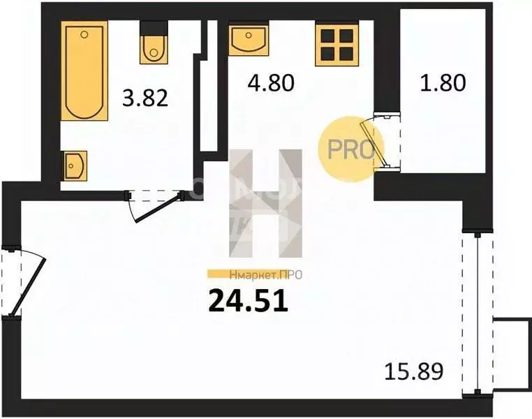 Студия Воронежская область, Воронеж просп. Труда, 117 (24.51 м) - Фото 2