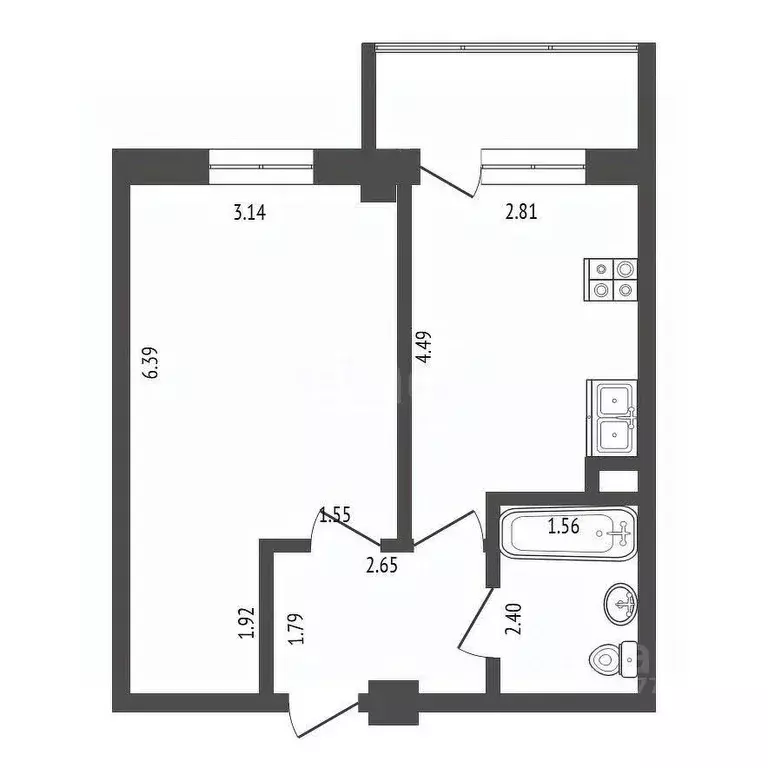 1-к кв. Саха (Якутия), Якутск ул. Крупской, 37 (36.6 м) - Фото 2