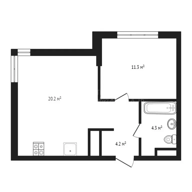 1-комнатная квартира: Тюмень, Краснооктябрьская улица, 16 (39.9 м) - Фото 0