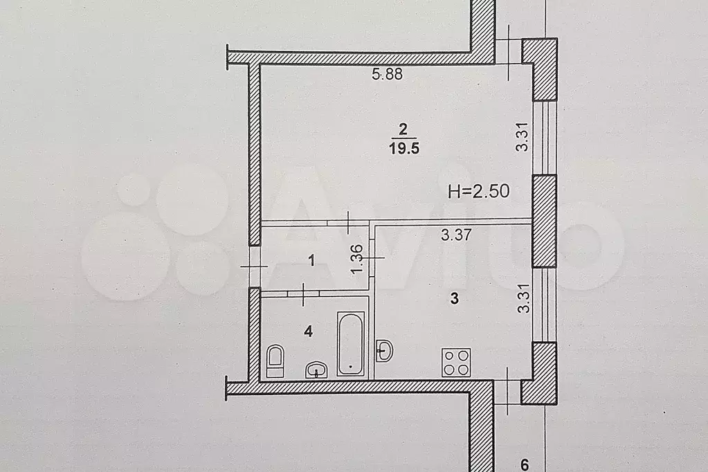 1-к. квартира, 44,7 м, 2/5 эт. - Фото 0