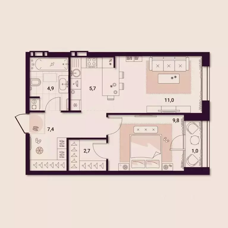 1-к кв. Приморский край, Артем ул. Куйбышева, 11А (42.52 м) - Фото 1