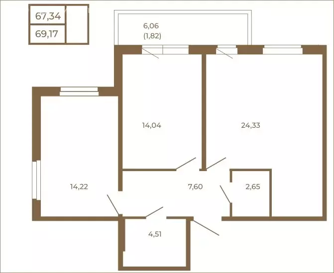 2-комнатная квартира: Сертолово, ЖК Новая История (69.17 м) - Фото 2