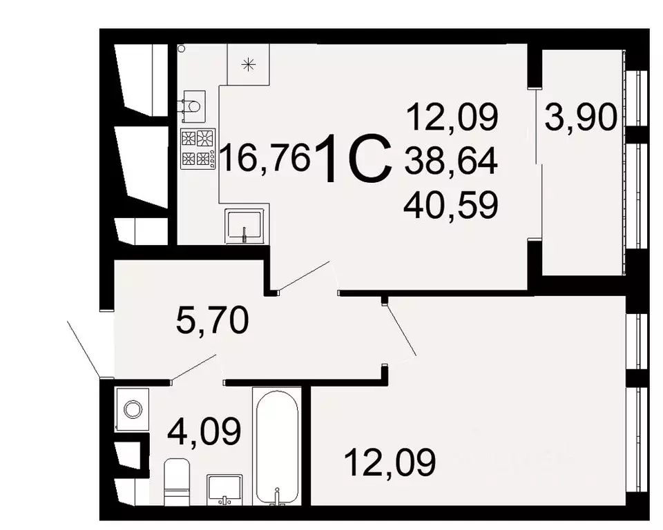 1-к кв. Рязанская область, Рязань Льговская ул., 8 (38.64 м) - Фото 0