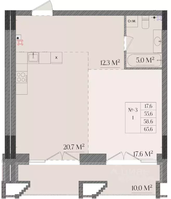 1-к кв. Нижегородская область, Нижний Новгород ул. Семашко, 17А/1 ... - Фото 1