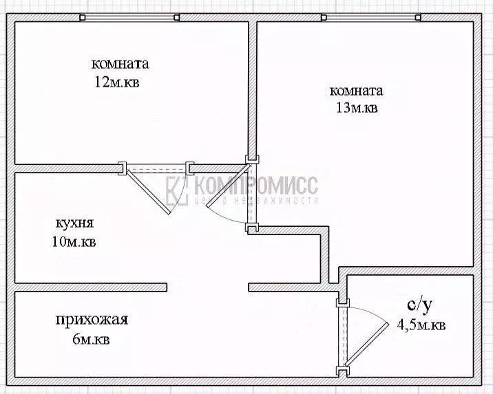 Квартира, 2 комнаты, 45 м - Фото 0