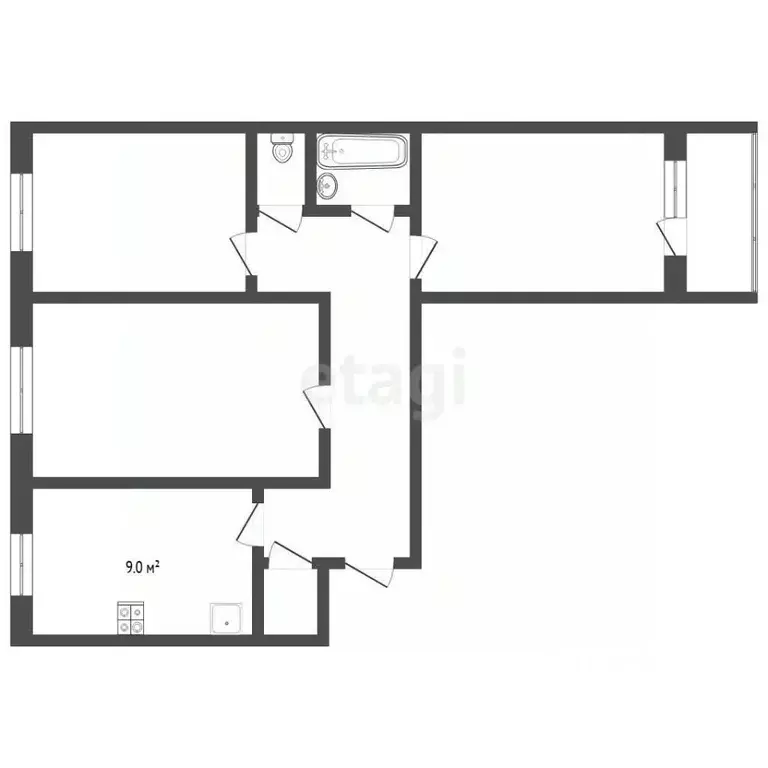 3-к кв. Тюменская область, Тюмень Восточный мкр, ул. Моторостроителей, ... - Фото 1
