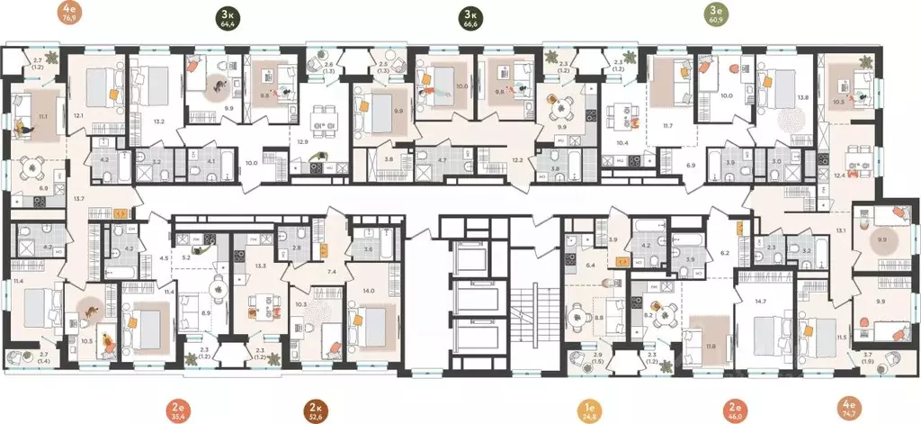 4-к кв. Пермский край, Пермь ул. Куфонина, 1 (74.7 м) - Фото 2