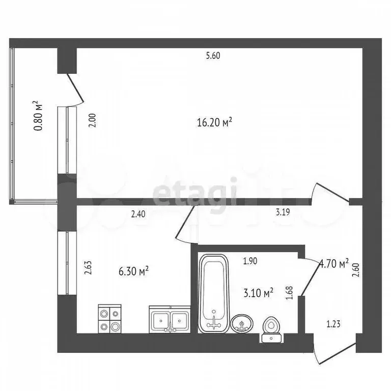 1-к. квартира, 30,5 м, 3/4 эт. - Фото 0