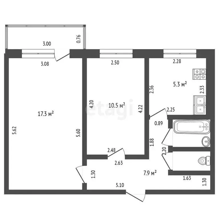 2-комнатная квартира: Тамбов, улица Володарского, 2 (44.1 м) - Фото 0