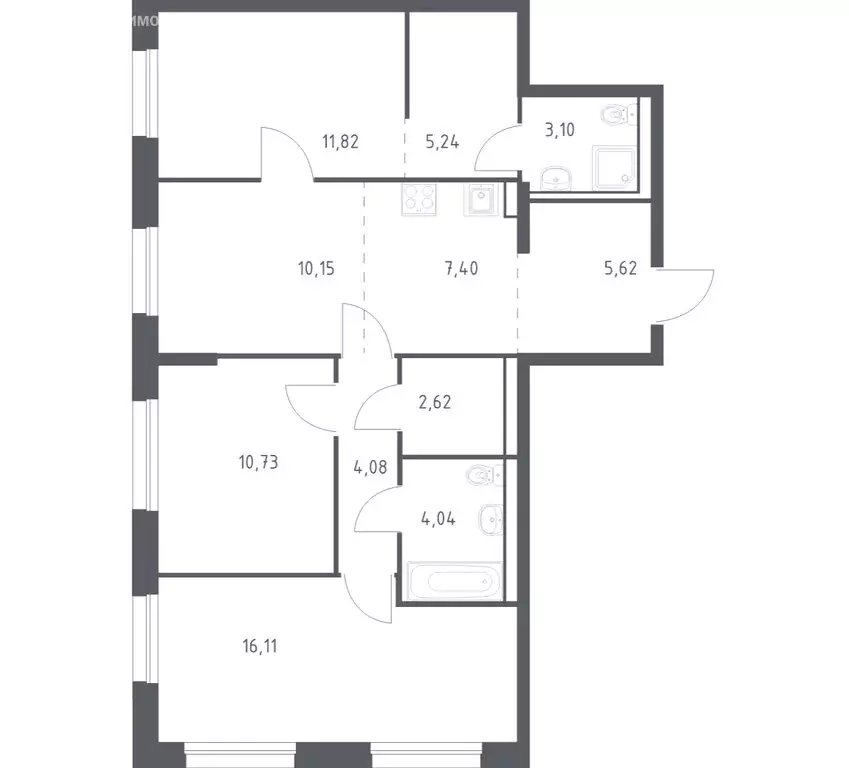 3-комнатная квартира: Владивосток, Первореченский район, микрорайон ... - Фото 1