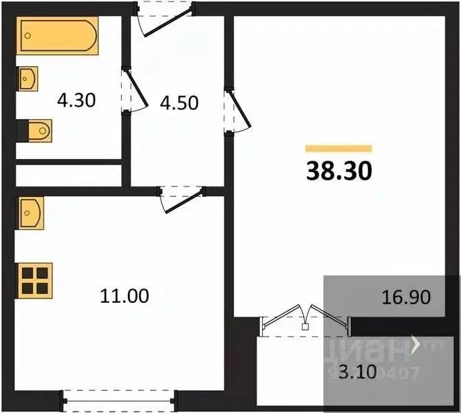 1-к кв. Воронежская область, Новоусманский район, пос. Отрадное ул. ... - Фото 0