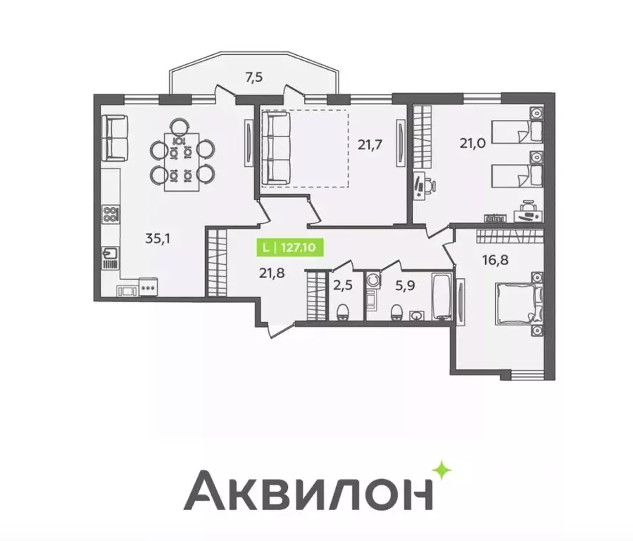 3-к кв. Санкт-Петербург ул. Парфеновская, 6к1 (127.1 м) - Фото 1