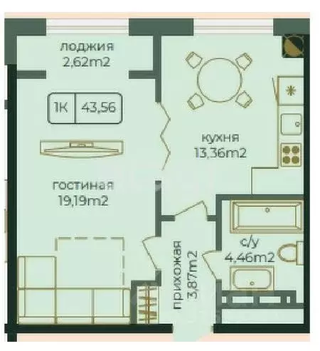 1-к кв. Дагестан, Каспийск просп. Акулиничева (43.56 м) - Фото 0