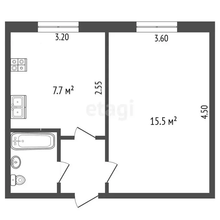 1-комнатная квартира: Омск, микрорайон Входной, 2/1 (28.8 м) - Фото 1