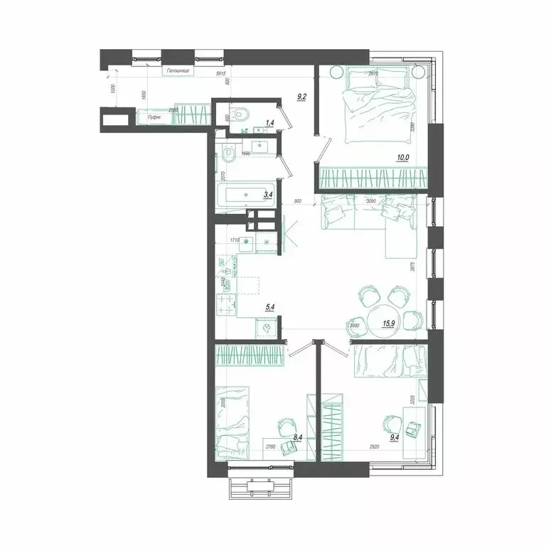 3-комнатная квартира: Владивосток, улица Невельского, 4с2 (65.8 м) - Фото 0