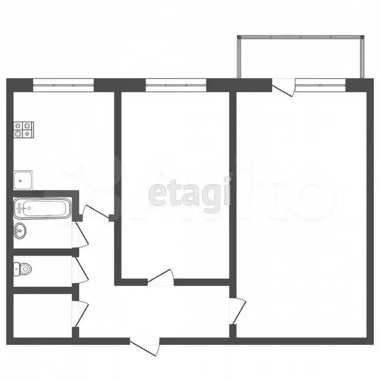 2-к. квартира, 44,6 м, 3/5 эт. - Фото 0